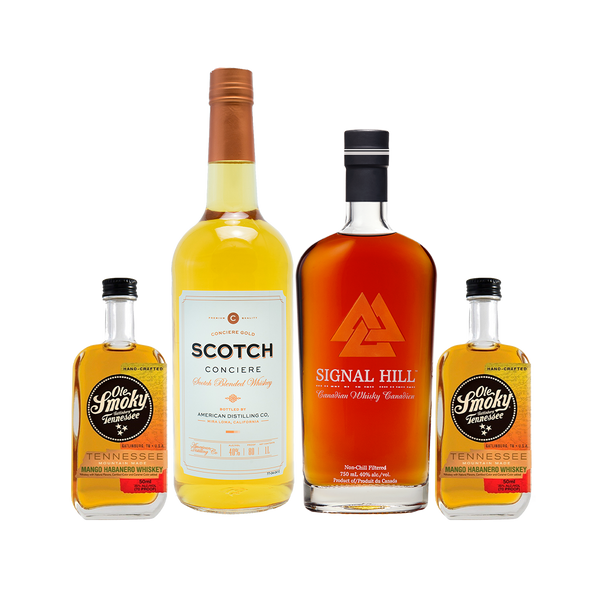 Scotch Whiskey Conciere 1L. + Signal Hill Whisky 750cc. + 2 Ole Smoky Mango Habanero 50cc.