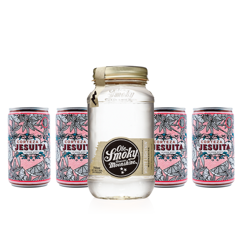 Moonshine Mule Ole Smoky White Lightnin 750cc. + 4 Corteza Jesuita Ginger Beer