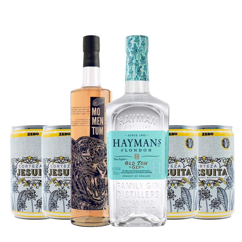 Licor Momentum 750ml. + Gin Hayman's Old Tom/London Dry + 4 Tonic Water Corteza Jesuita Zero